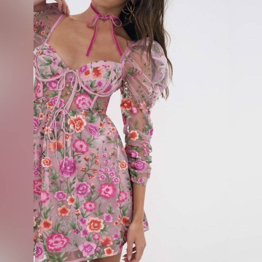 S for love and lemons tayla embroidered flower mini dress